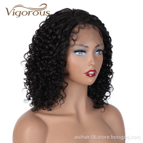 Vendors Black Good Quality Closure Short Bob Kinky Curly For Black Women 100% Frontal Wigs Human Hair Lace Front